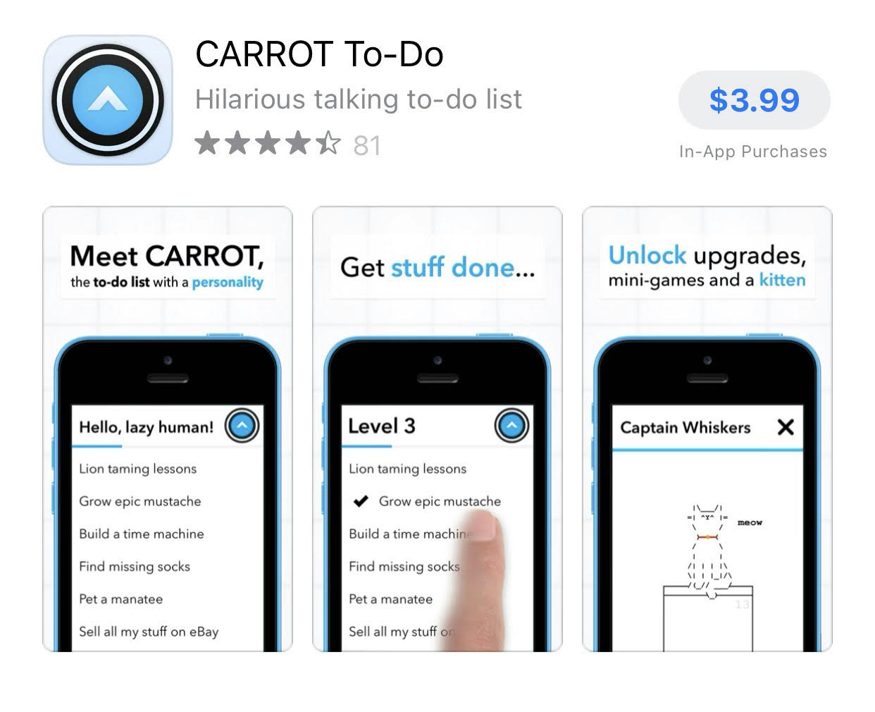 Carrot To-Do iPhone reminders